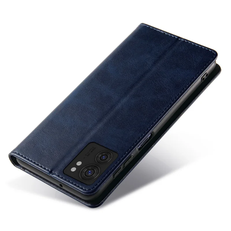 For Motorola Edge 40 5G PU Leather Stand Case Calf Texture Anti-drop Wallet Phone Cover - Blue
