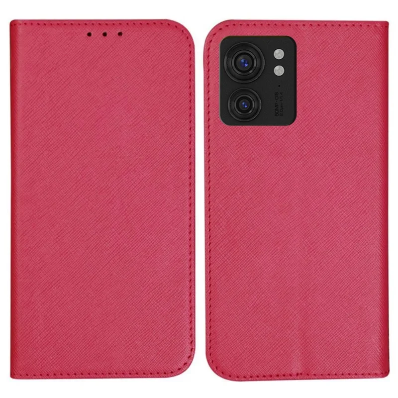For Motorola Edge 40 5G Wallet PU Leather Case Cross Texture Stand Protective Phone Cover - Pink