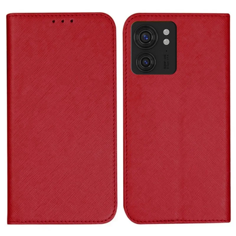 For Motorola Edge 40 5G Wallet PU Leather Case Cross Texture Stand Protective Phone Cover - Red