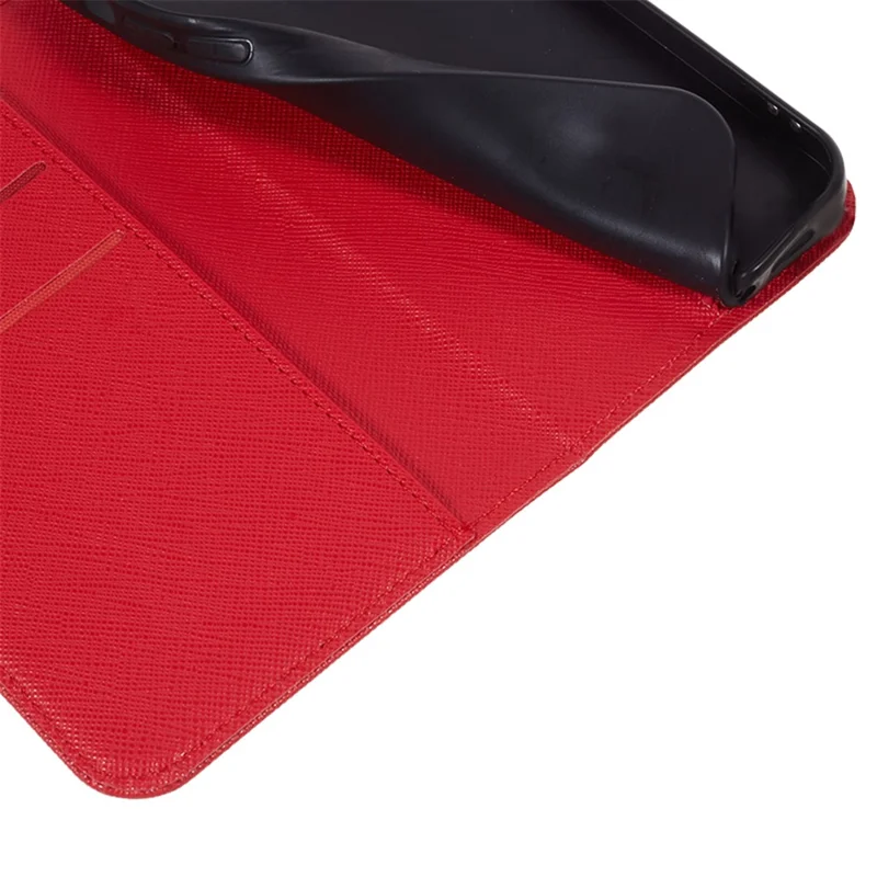 For Motorola Edge 40 5G Wallet PU Leather Case Cross Texture Stand Protective Phone Cover - Red