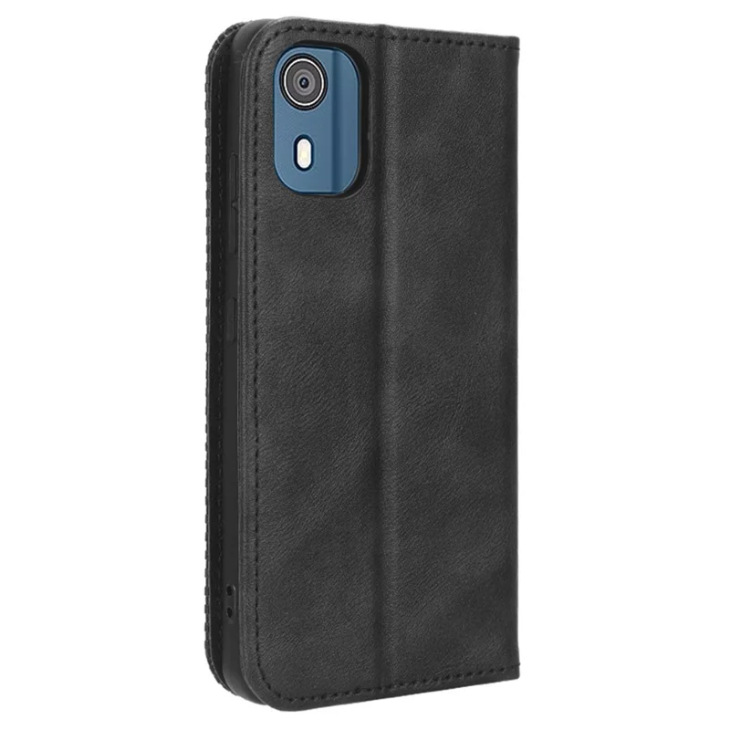 Para Nokia C02 Magnetic PU Leather Mobile Case Shockproof Stand Wallet Phone Cover - Preto