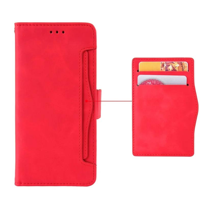 For Nokia C02 Multiple Card Slots PU Leather Phone Case Full Protection Stand Wallet Cover - Red