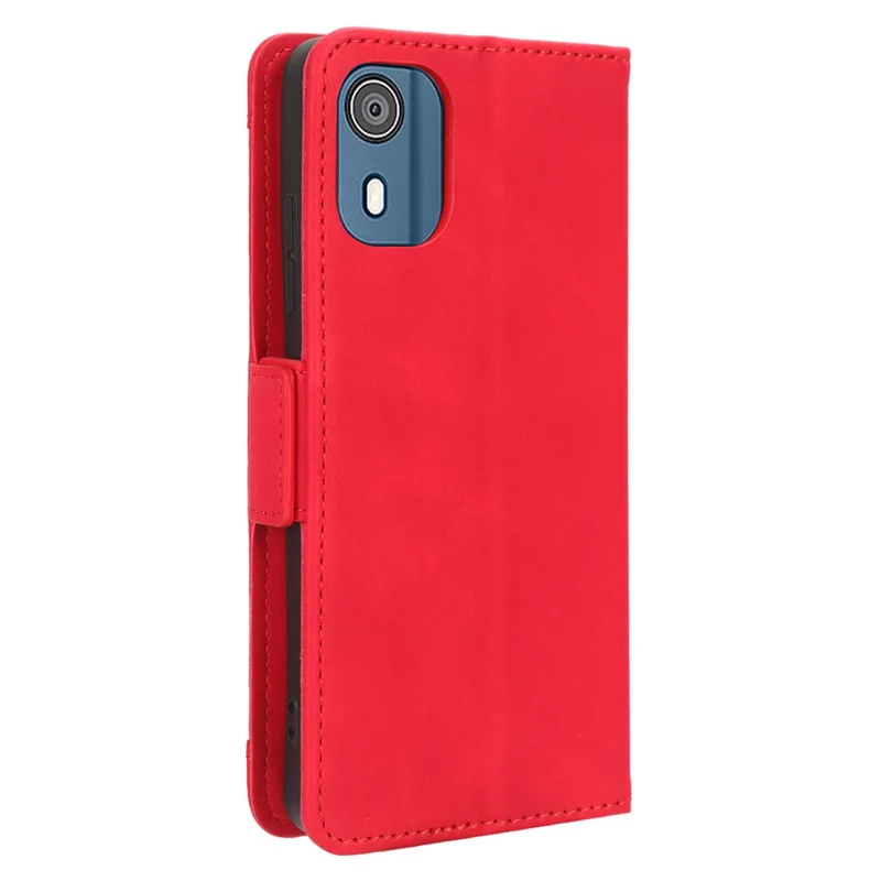 For Nokia C02 Multiple Card Slots PU Leather Phone Case Full Protection Stand Wallet Cover - Red