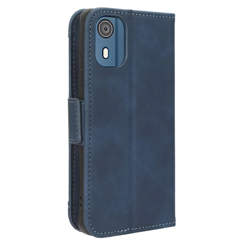 Per Nokia C02 Slot multipli per schede Custodia in pelle PU Protezione completa Stand Custodia portafogli - Blu