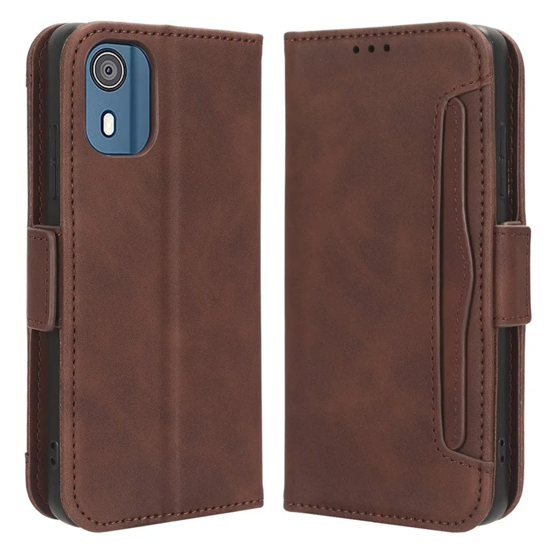 Per Nokia C02 Slot per più carte Custodia in pelle PU Custodia protettiva completa Supporto Wallet Cover - Marrone