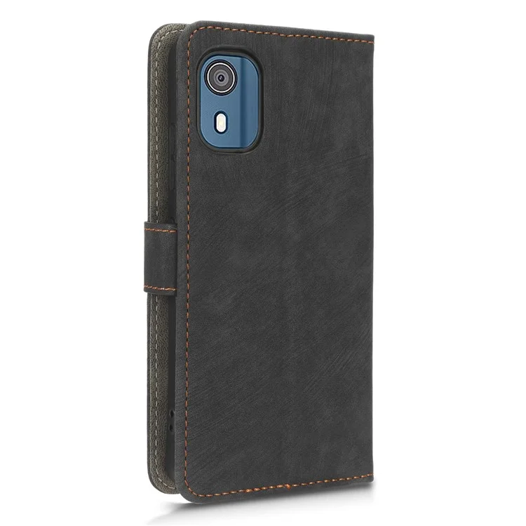 Para Nokia C02 Anti-Scratch PU Leather Cover Stand Phone Case RFID Blocking Wallet with Strap - Negro