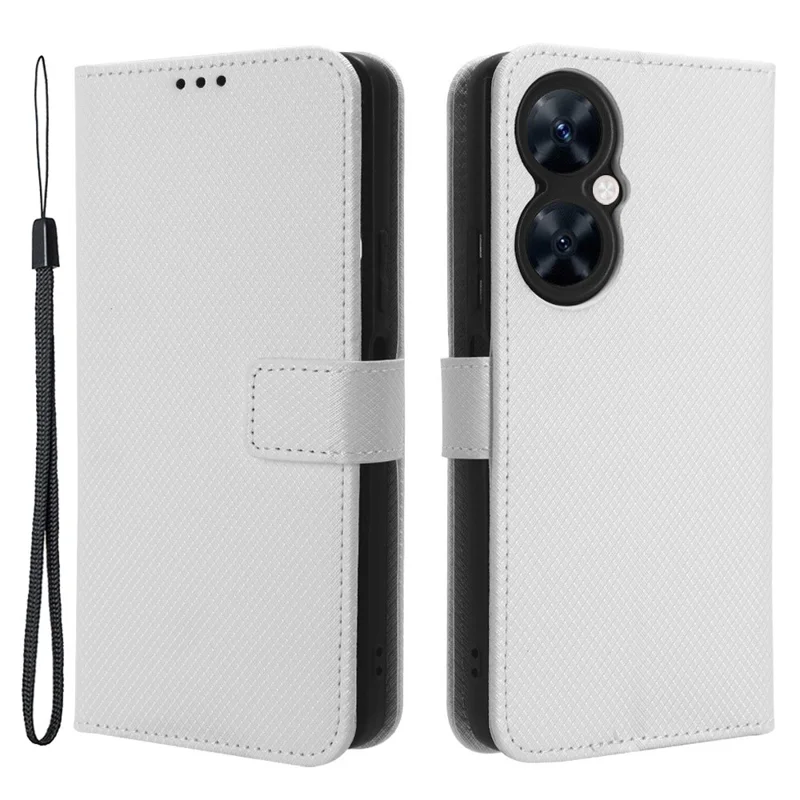 Para Huawei Maimang 20 / nova 11i / Enjoy 60 Pro Capa de carteira de couro PU com textura de diamante - Branco