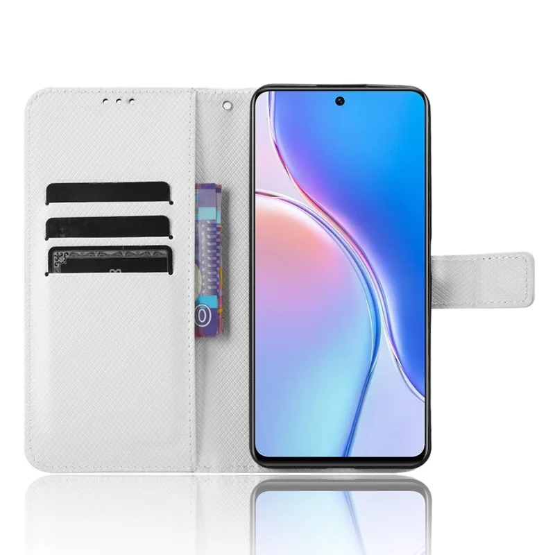 Para Huawei Maimang 20 / nova 11i / Enjoy 60 Pro Capa de carteira de couro PU com textura de diamante - Branco