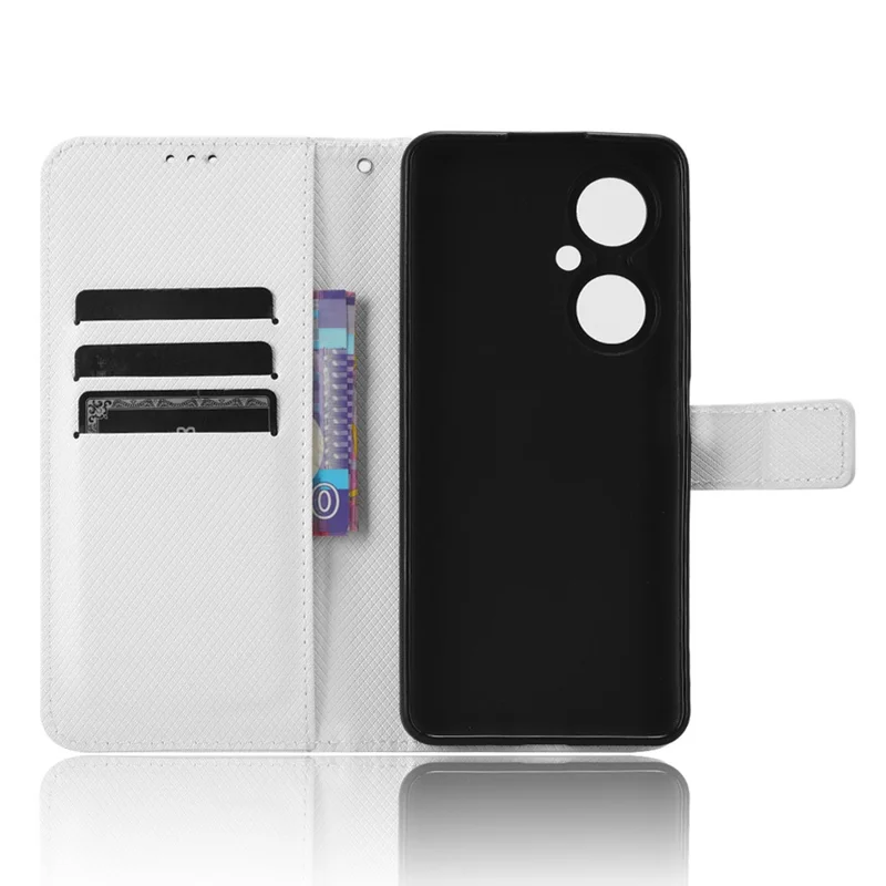 Para Huawei Maimang 20 / nova 11i / Enjoy 60 Pro Capa de carteira de couro PU com textura de diamante - Branco