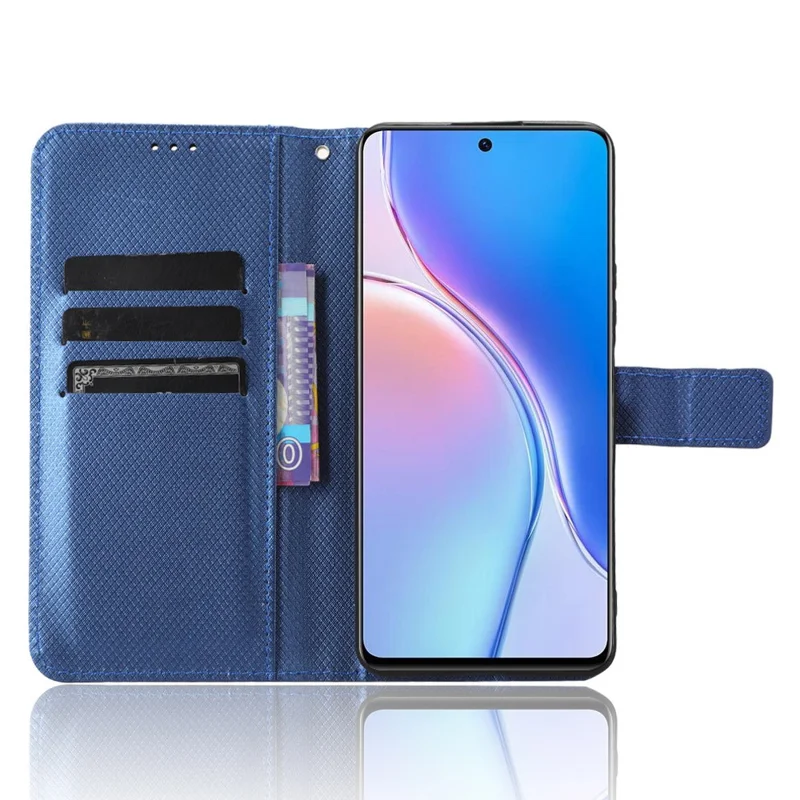 For Huawei Maimang 20 / nova 11i / Enjoy 60 Pro PU Leather Wallet Case Diamond Texture Phone Stand Cover - Blue