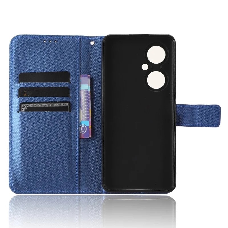 For Huawei Maimang 20 / nova 11i / Enjoy 60 Pro PU Leather Wallet Case Diamond Texture Phone Stand Cover - Blue