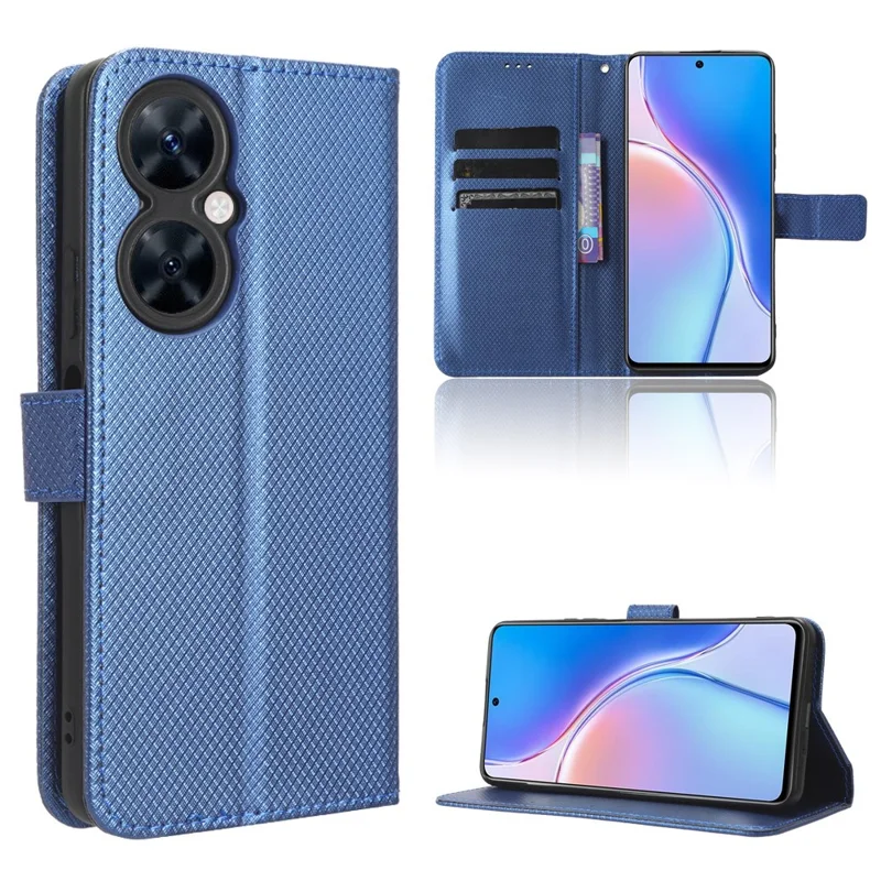 For Huawei Maimang 20 / nova 11i / Enjoy 60 Pro PU Leather Wallet Case Diamond Texture Phone Stand Cover - Blue