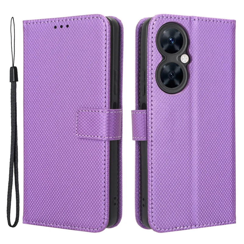 For Huawei Maimang 20 / nova 11i / Enjoy 60 Pro PU Leather Wallet Case Diamond Texture Phone Stand Cover - Purple