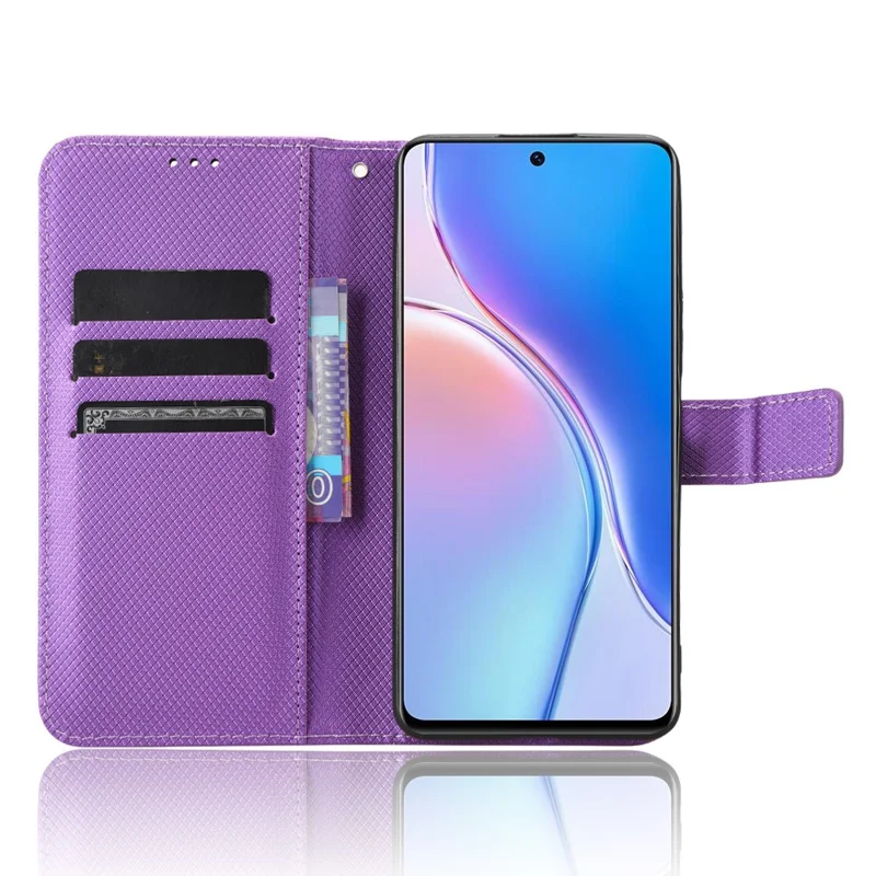 For Huawei Maimang 20 / nova 11i / Enjoy 60 Pro PU Leather Wallet Case Diamond Texture Phone Stand Cover - Purple
