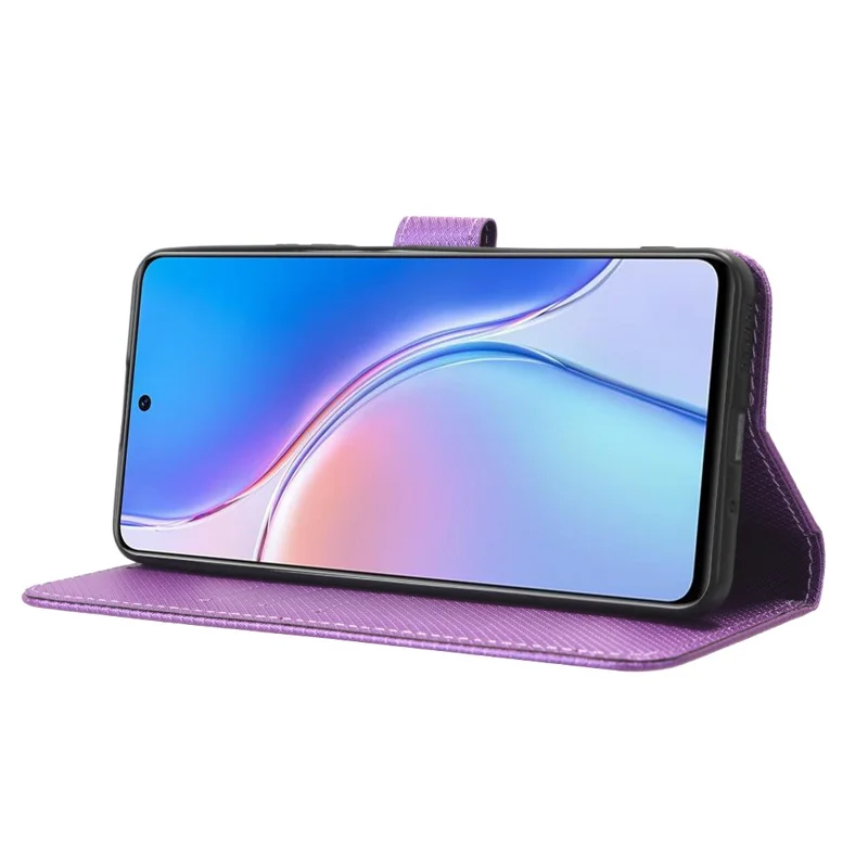 For Huawei Maimang 20 / nova 11i / Enjoy 60 Pro PU Leather Wallet Case Diamond Texture Phone Stand Cover - Purple