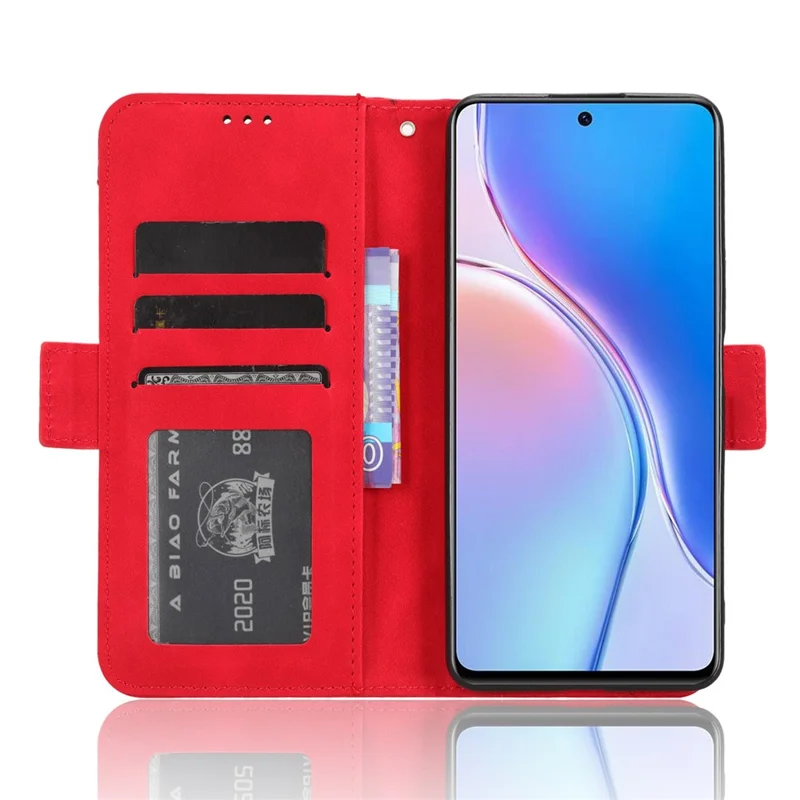 For Huawei Maimang 20 / nova 11i / Enjoy 60 Pro PU Leather Phone Case Multiple Card Slots Flip Stand Wallet Cover - Red