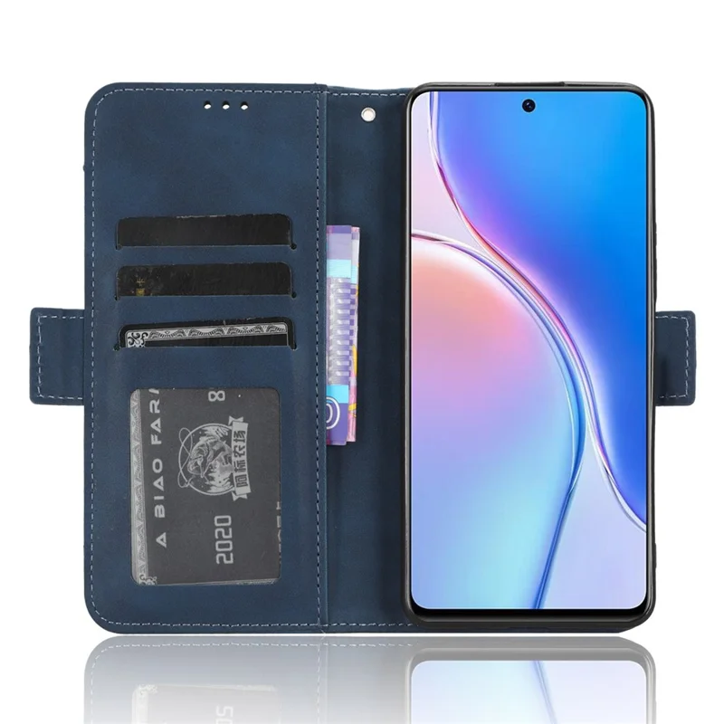 Para Huawei Maimang 20 / nova 11i / Enjoy 60 Pro Capa de Telefone de Couro PU com Vários Slots para Cartões, Suporte Flip e Carteira - Azul