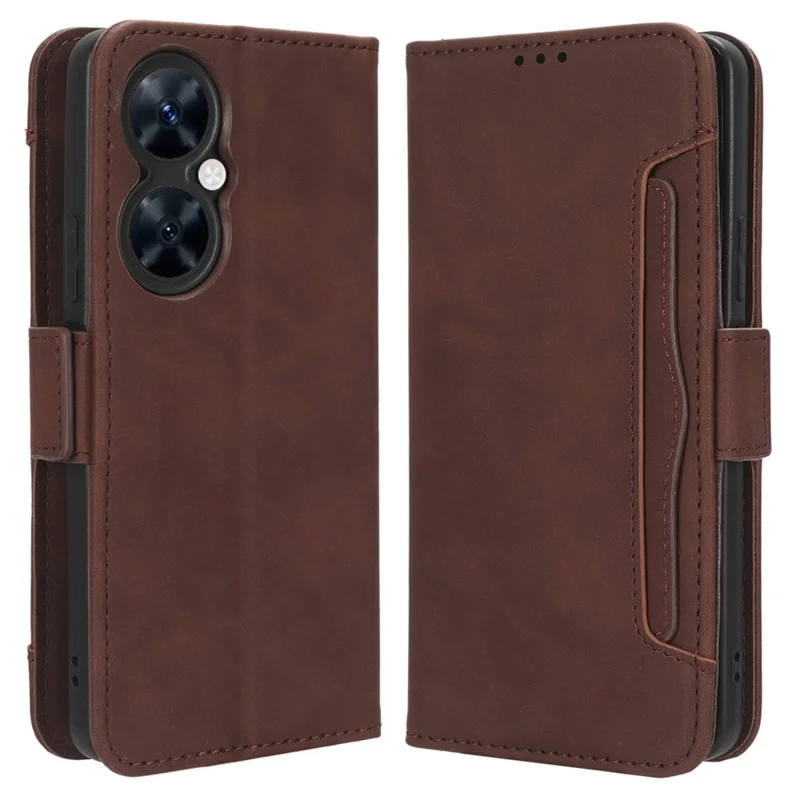 For Huawei Maimang 20 / nova 11i / Enjoy 60 Pro PU Leather Phone Case Multiple Card Slots Flip Stand Wallet Cover - Brown