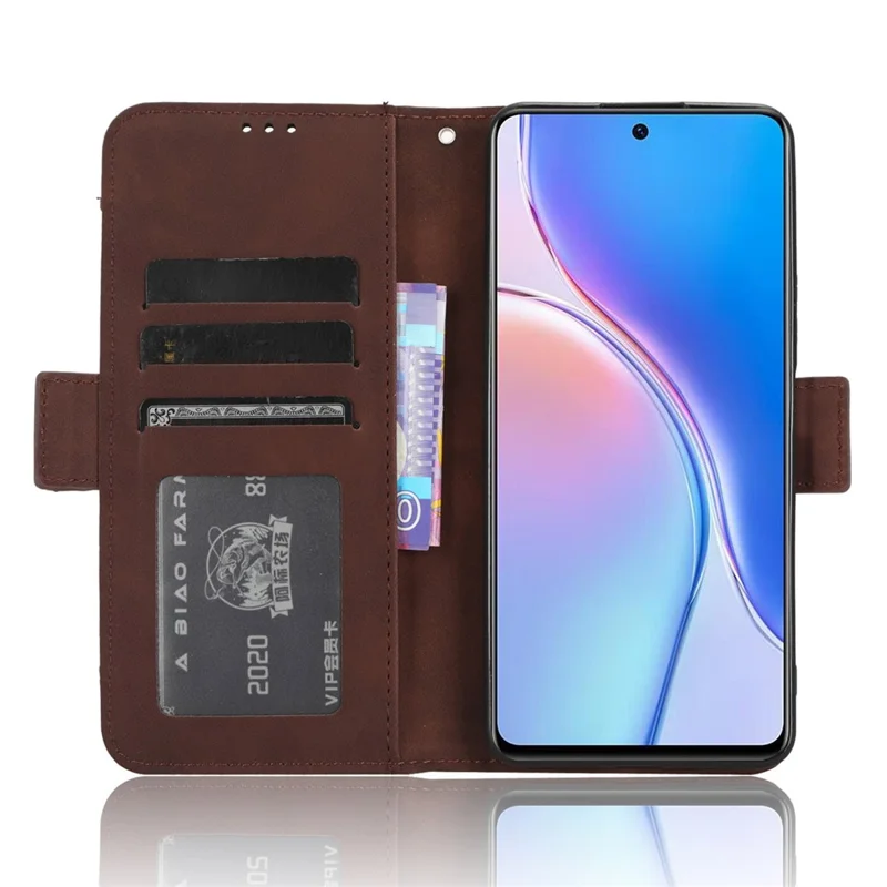 For Huawei Maimang 20 / nova 11i / Enjoy 60 Pro PU Leather Phone Case Multiple Card Slots Flip Stand Wallet Cover - Brown
