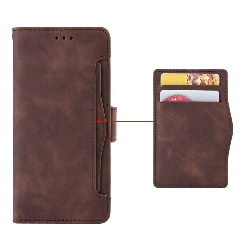 For Huawei Maimang 20 / nova 11i / Enjoy 60 Pro PU Leather Phone Case Multiple Card Slots Flip Stand Wallet Cover - Brown
