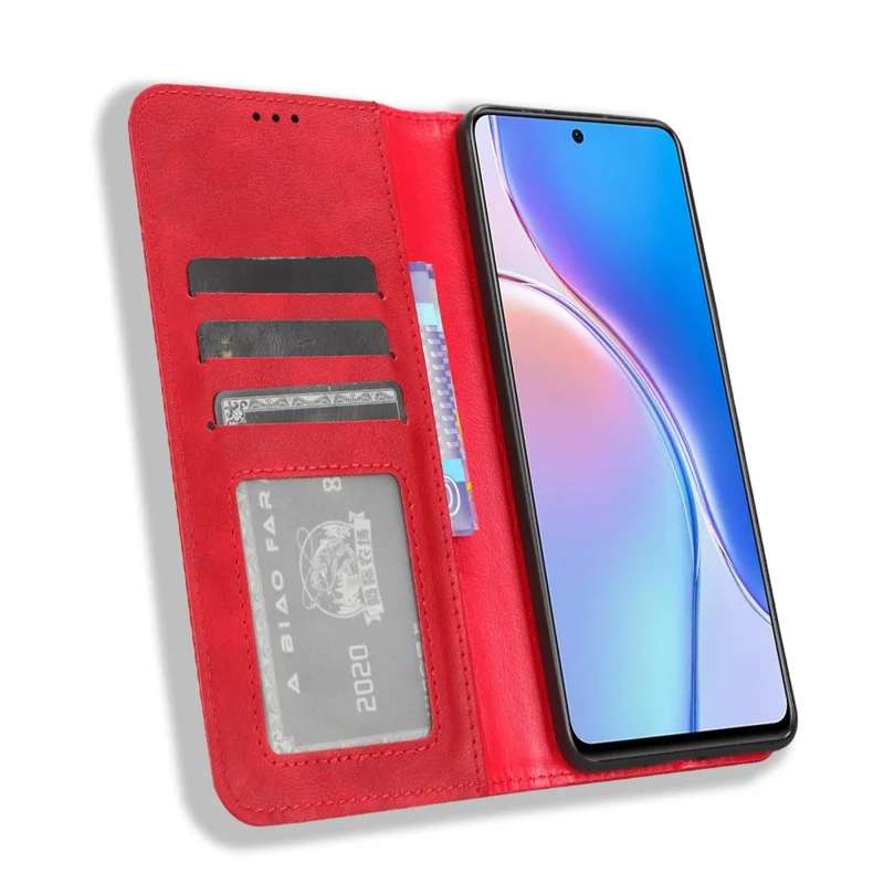 For Huawei Maimang 20 / nova 11i / Enjoy 60 Pro Magnetic Closing Leather Case Stand Wallet Phone Cover - Red