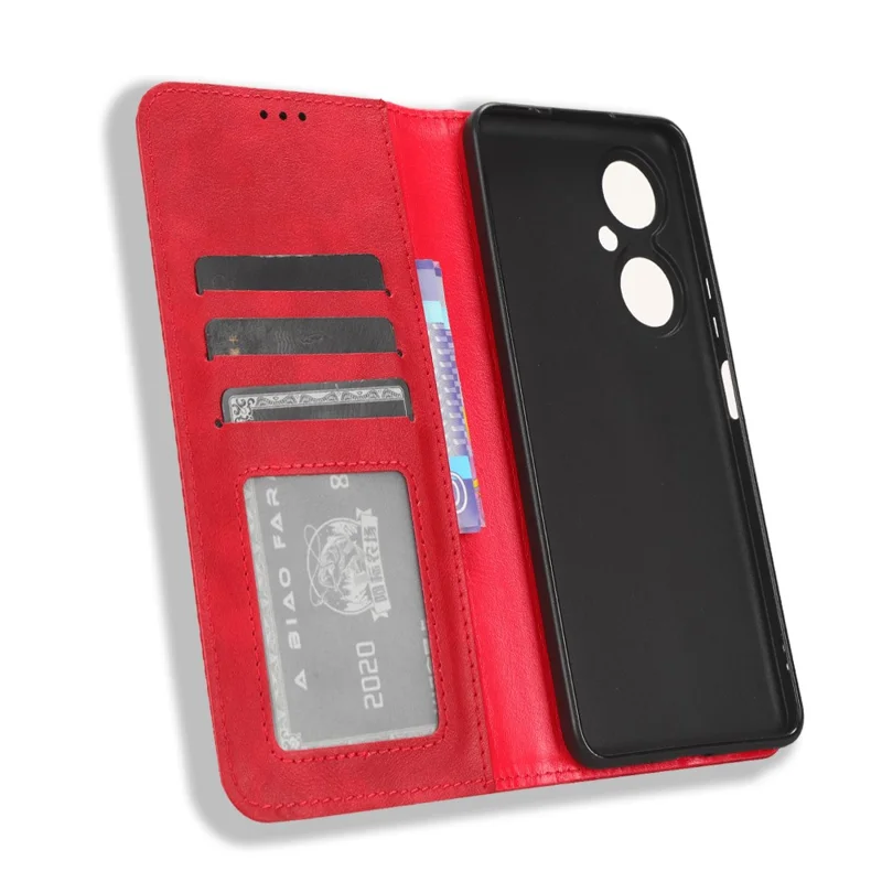 For Huawei Maimang 20 / nova 11i / Enjoy 60 Pro Magnetic Closing Leather Case Stand Wallet Phone Cover - Red