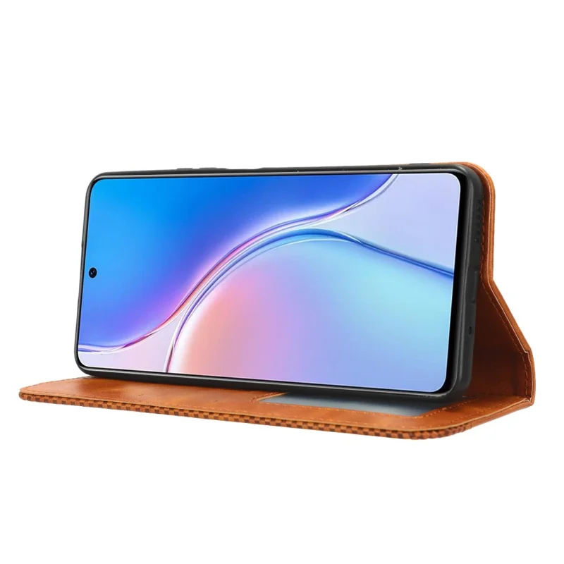 For Huawei Maimang 20 / nova 11i / Enjoy 60 Pro Magnetic Closing Leather Case Stand Wallet Phone Cover - Brown