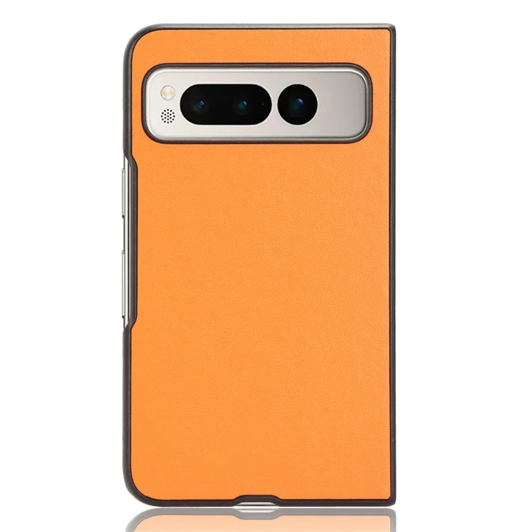 Para Google Pixel Fold a prueba de caídas, funda de teléfono de PC con recubrimiento de piel de poliuretano - Naranja