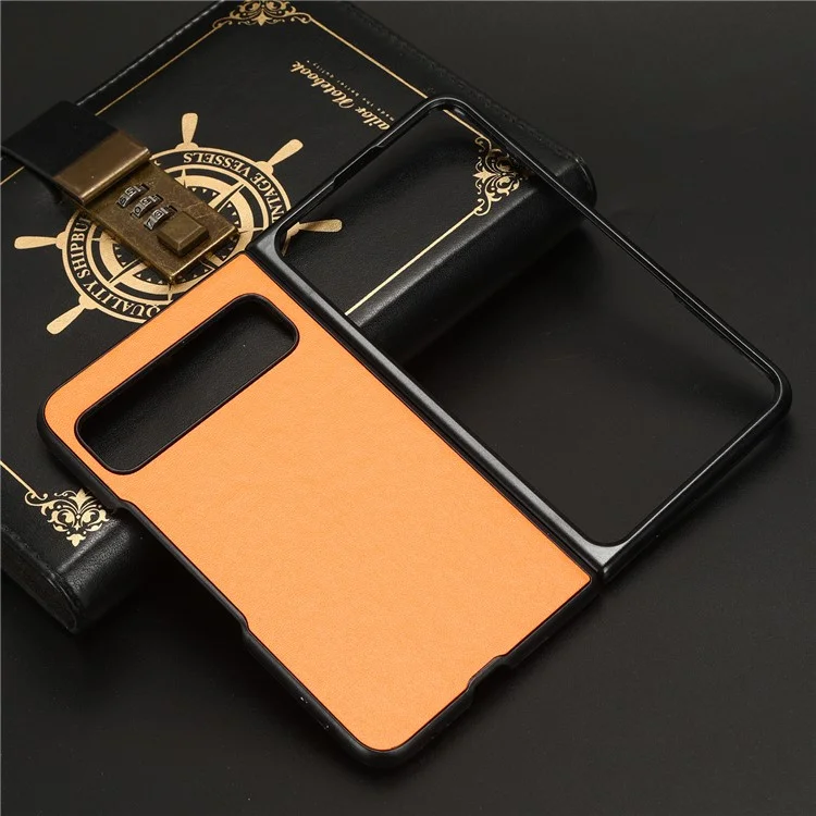 Para Google Pixel Fold a prueba de caídas, funda de teléfono de PC con recubrimiento de piel de poliuretano - Naranja
