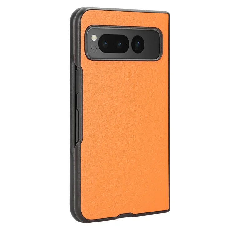 Para Google Pixel Fold a prueba de caídas, funda de teléfono de PC con recubrimiento de piel de poliuretano - Naranja