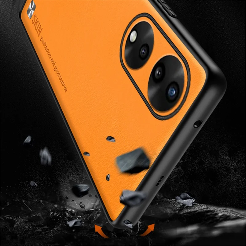 For Honor 90 Anti-Scratch Cover PU Leather Coated PC+TPU Shell Metal Decor Protective  Case - Crimson Cherry