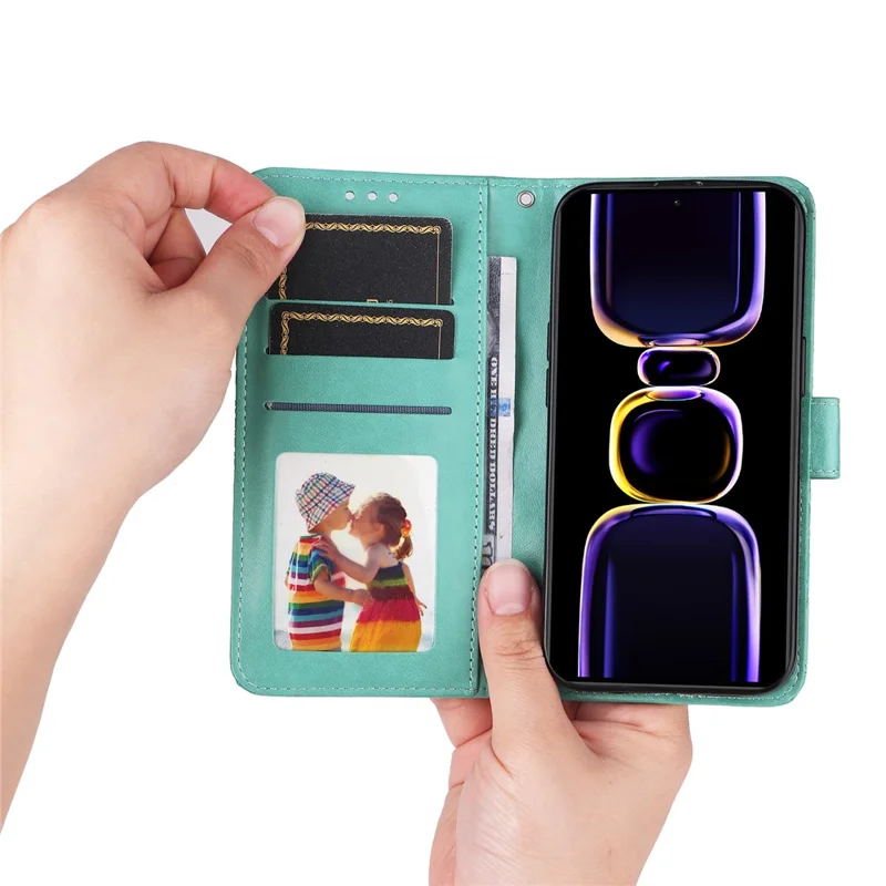 For Xiaomi Redmi K60 Pro 5G / K60 5G / Poco F5 Pro 5G Imprinted Phone Stand Cover Leather Wallet Case - Green