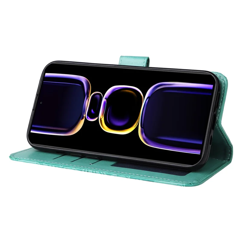 For Xiaomi Redmi K60 Pro 5G / K60 5G / Poco F5 Pro 5G Imprinted Phone Stand Cover Leather Wallet Case - Green