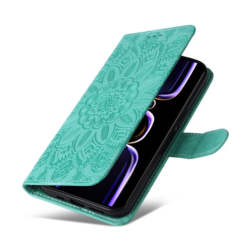 For Xiaomi Redmi K60 Pro 5G / K60 5G / Poco F5 Pro 5G Imprinted Phone Stand Cover Leather Wallet Case - Green