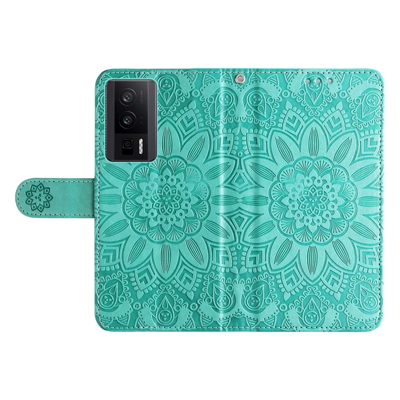 For Xiaomi Redmi K60 Pro 5G / K60 5G / Poco F5 Pro 5G Imprinted Phone Stand Cover Leather Wallet Case - Green