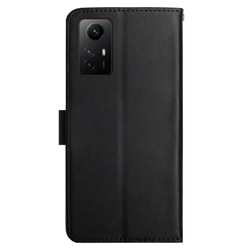 HT02 für Xiaomi Redmi Note 12S 4G, echtes Rindsleder-Cover, Nappa-Textur, Ständer, Brieftasche, Handyhülle - Schwarz