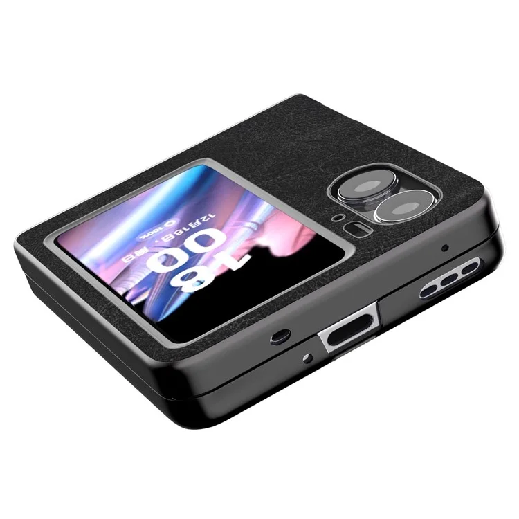 ABEEL For Oppo Find N2 Flip 5G PU Leather Coated PC Phone Case Litchi Texture Shockproof Cover - Noir