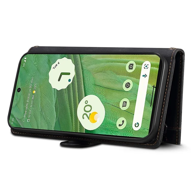 ESEBLE Star Series Phone Stand Case para Google Pixel 7a Zipper Pocket Carteira Capa de Telefone de Couro - Preto