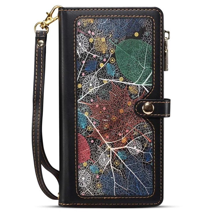ESEBLE for Google Pixel 7a PU Leather Phone Case Zipper Pocket RFID Blocking Wallet Stand Cover - Black