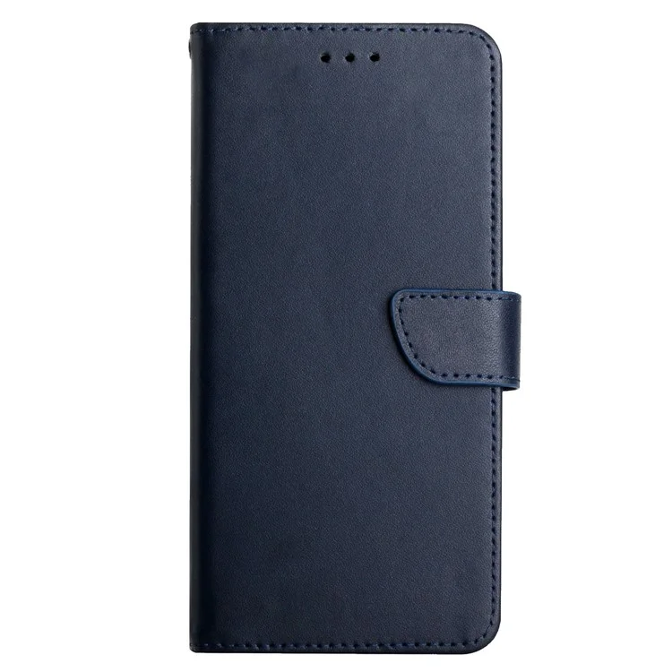 HT02 Echtes Rindsleder-Handyhülle für Oppo Reno10 Pro+ 5G, Nappa-Textur Wallet Stand Cover - Blau