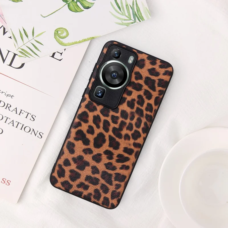 For Huawei P60 Pro Precise Cutouts Camera Protection PU Leather Coated PC+TPU Cover Phone Case - Leopard