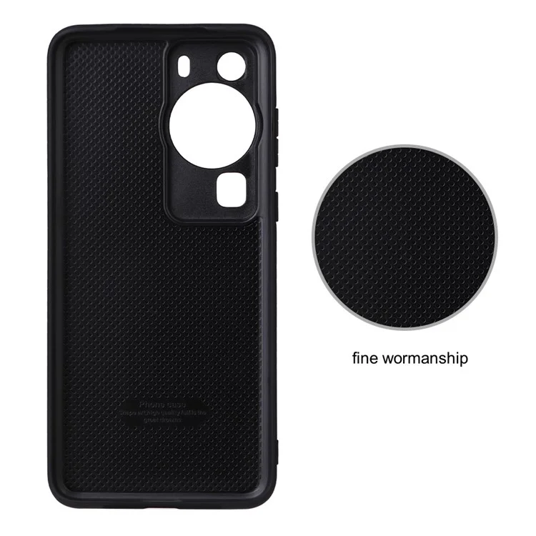 Für Huawei P60 Pro Sturzfester Handyhülle Texturiertes PU-Leder beschichtetes TPU+PC-Cover mit Ständer - Carbonfaser-Textur