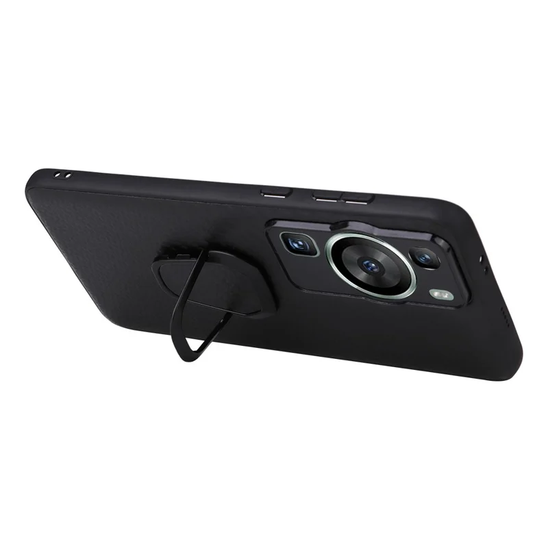 För Huawei P60 Pro Skärmskyddande Mobilskal Med Strukturerad PU-läderbelagd TPU+PC Hölje Med Flikstöd - Leopard