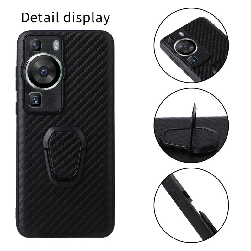 För Huawei P60 Pro Skärmskyddande Mobilskal Med Strukturerad PU-läderbelagd TPU+PC Hölje Med Flikstöd - Leopard