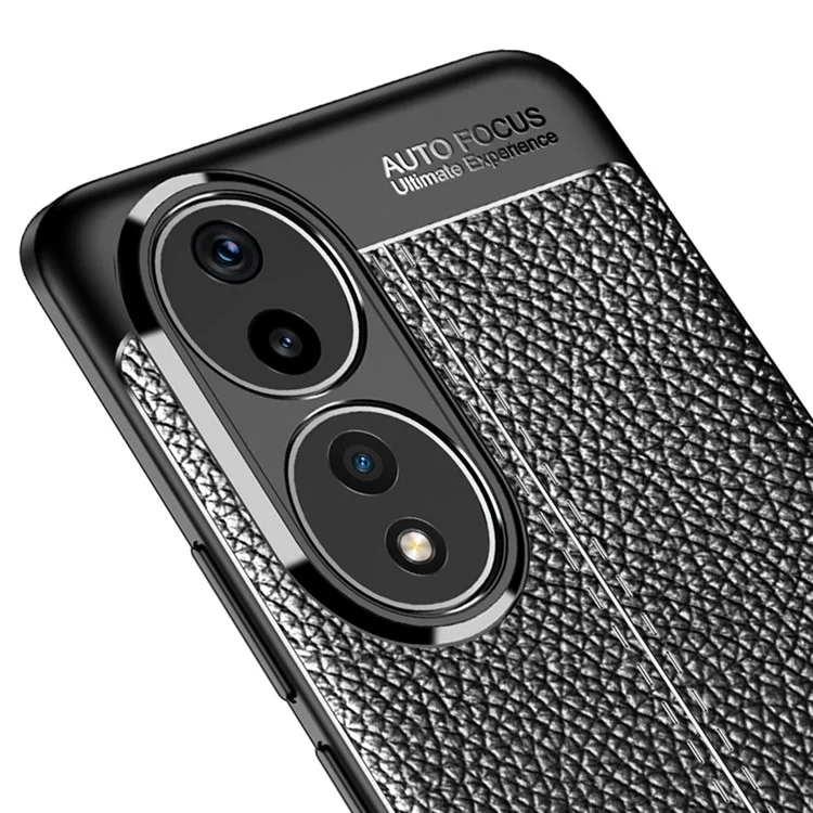 For Honor 90 Litchi Texture Smartphone Cover Anti-Scratch Soft TPU Cell Phone Case Shell - Black