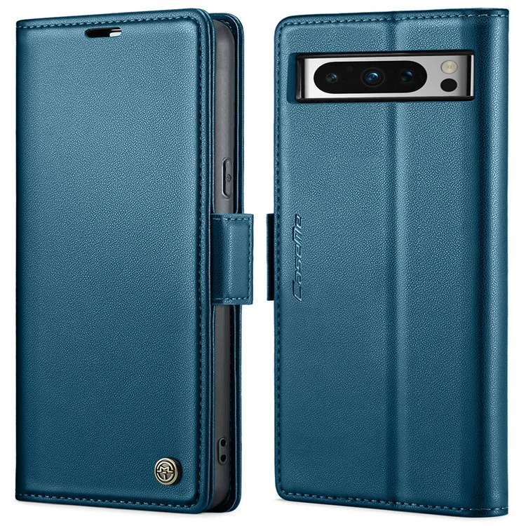 For Google Pixel 8 Pro Leather Case CASEME 023 RFID Blocking 3 Card Slot Mobile Cover - Blue