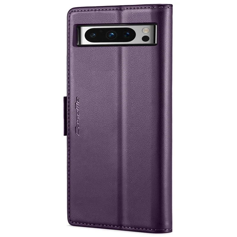 For Google Pixel 8 Pro Leather Case CASEME 023 RFID Blocking 3 Card Slot Mobile Cover - Purple