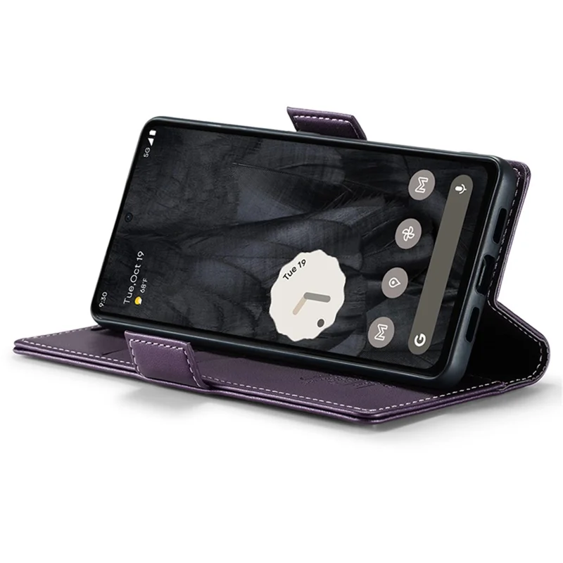 For Google Pixel 8 Pro Leather Case CASEME 023 RFID Blocking 3 Card Slot Mobile Cover - Purple