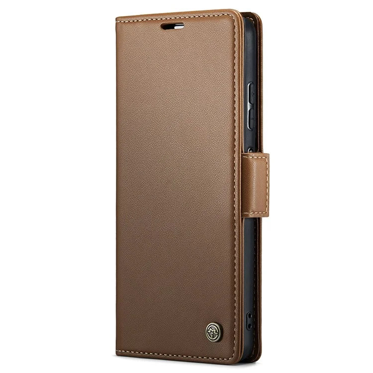 CASEME 023 Série para Xiaomi Redmi Note 12 Pro+ 5G Litchi Textura Carteira Stand Case PU Leather RFID Blocking Capa de Telefone - Marrom