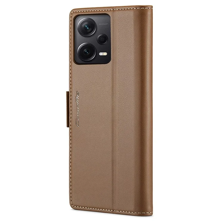 CASEME 023 Série para Xiaomi Redmi Note 12 Pro+ 5G Litchi Textura Carteira Stand Case PU Leather RFID Blocking Capa de Telefone - Marrom